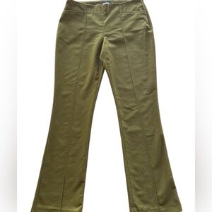 Express Olive Columnist Barely Boot Trousers Side Zip Pintuck Mid Rise Sz 8